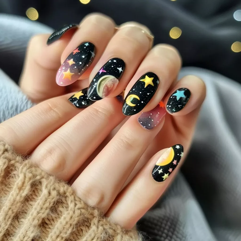 مدل ناخن مشکی طرح دار