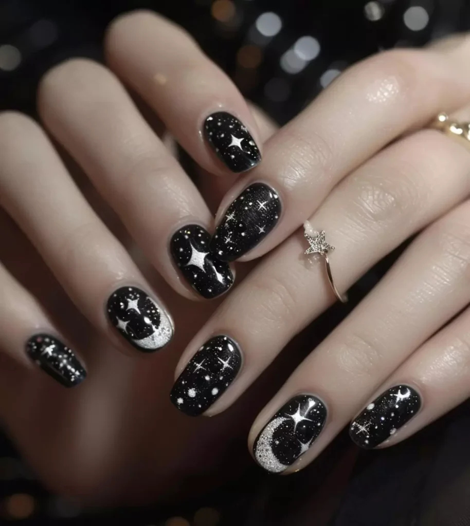 مدل ناخن مشکی طرح دار