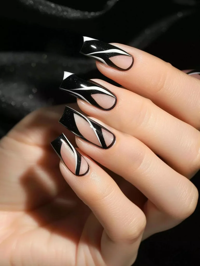 مدل ناخن مشکی بلند